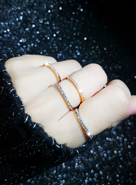 日韩简约微群镶单排钻碎钻锆石细版超窄女款戒指指环小指尾戒指节