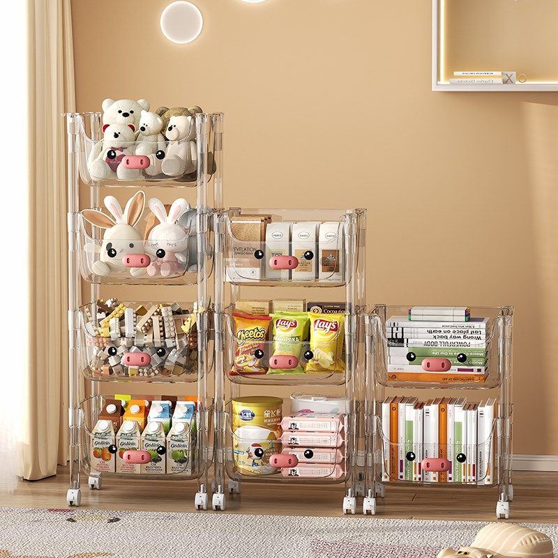 书架置物架可移动小推车多层储物儿童玩具落地家用卧室客厅收纳架