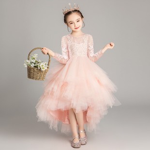 女童结婚伴童花童礼服儿童小主持人钢琴演出服前短后长公主裙秋冬