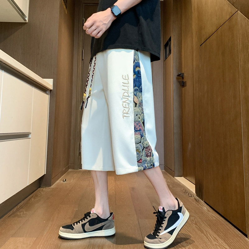 美式休闲运动七分裤男夏季薄款宽松直筒八分马裤潮牌大码冰丝短裤,男装,短裤,淘宝优惠券,粉丝福利购,淘宝优惠卷