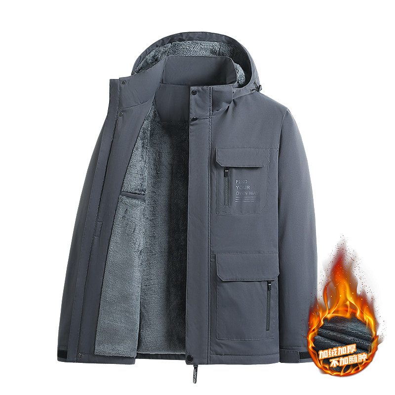 冬季加绒加厚可拆卸帽冲锋衣外套男青年保暖爸爸户外防风防水棉袄,男装,秀禾服,淘宝优惠券,粉丝福利购,淘宝优惠卷