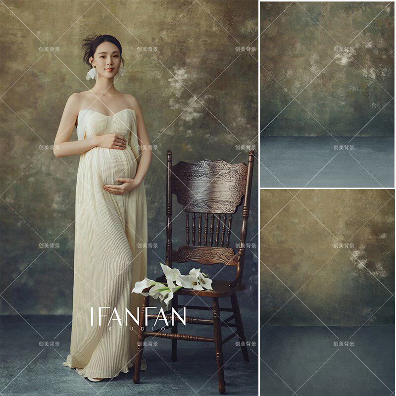 侘寂风斑驳水泥墙背景纸粉刷墙面影棚商拍孕妇仿墙面婚纱背景布