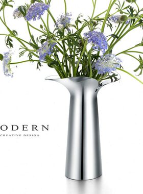 摩登MODERN北欧简约不锈钢花瓶轻奢样板房软装饰客厅摆件插花花器