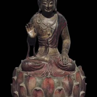 青石彩绘莲花坐观音菩萨像石佛石头佛造像艺术装饰站观音石像摆件