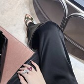 缎面直筒垂感宽松拖地长裤 孕妇醋酸阔腿裤 外穿2023新款 薄款 女 夏季