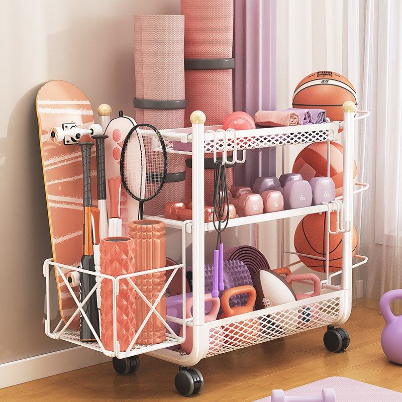 家用瑜伽垫收纳筐带轮运动器材收纳架室内落地健身体育用品置物架,收纳整理,运动器材收纳用具,淘宝优惠券,粉丝福利购,淘宝优惠卷