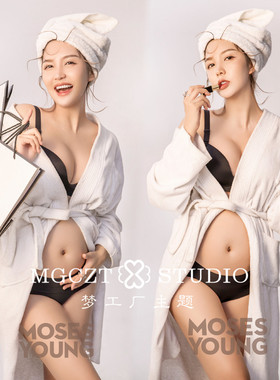 孕妇照服装照相馆大肚妈咪夫妻情侣照浴袍样片孕妇写真服装睡袍摄
