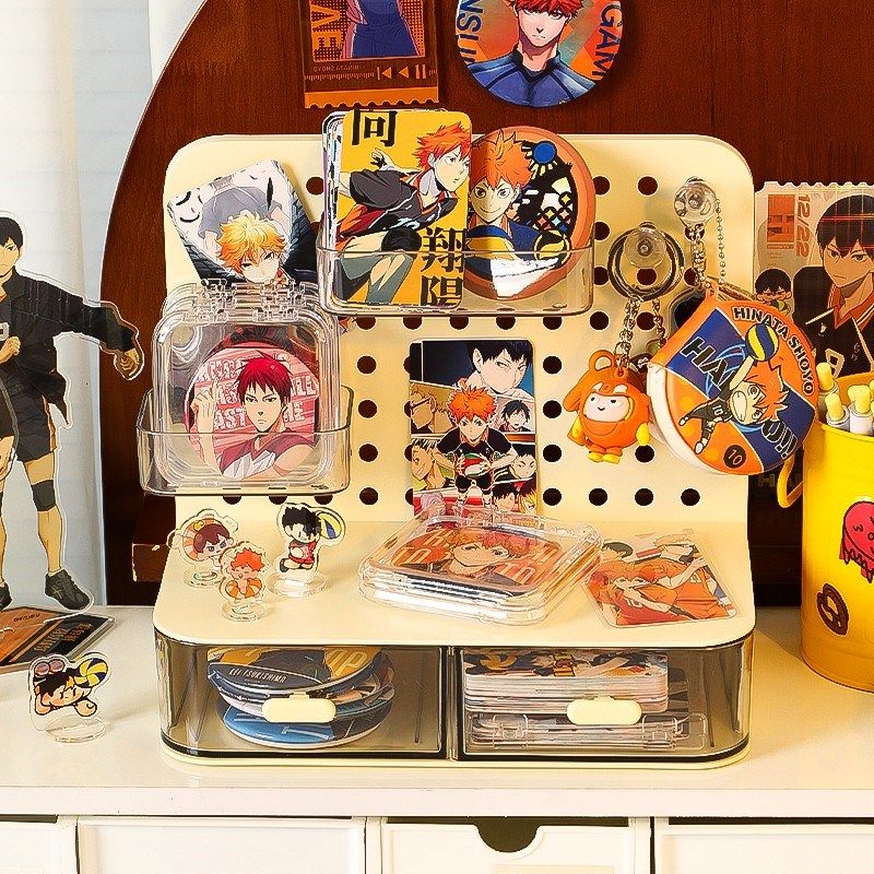 桌面吧唧展示架立牌抽屉式收纳盒宿E舍免打孔实木立式洞洞板置物,收纳整理,桌面收纳盒,淘宝优惠券,粉丝福利购,淘宝优惠卷