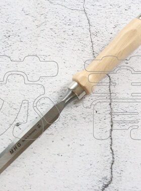 德国原装进口MHG 榫凿带木质手柄 细长形 带较宽斜面 磨光 794800