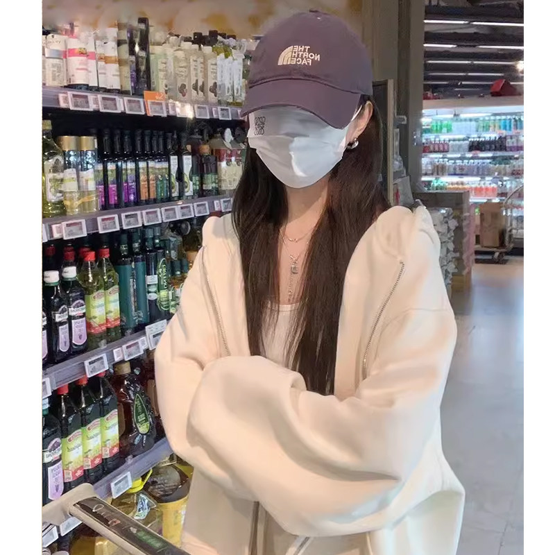 奶白色厚棉T外套女春款运