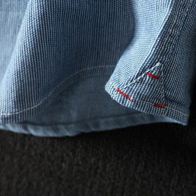 厚实的像个牛仔布!双口袋条纹衬衫 男士外穿长袖百搭衬衣 潮2237