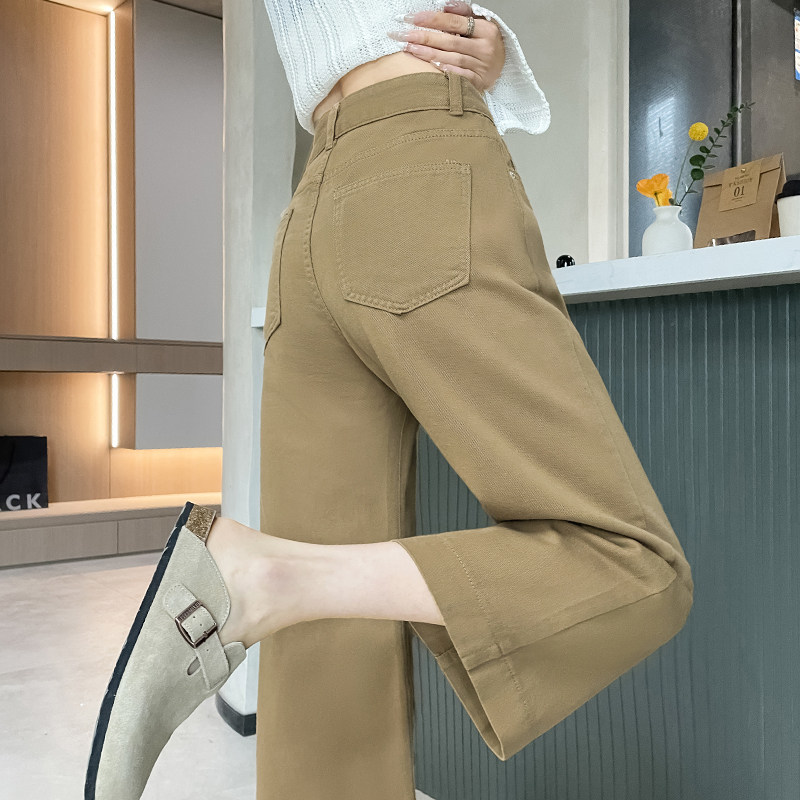 卡其色八分奶奶裤女春季2