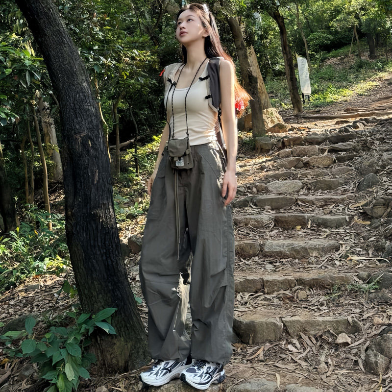 绿色工装裤女2026春秋夏