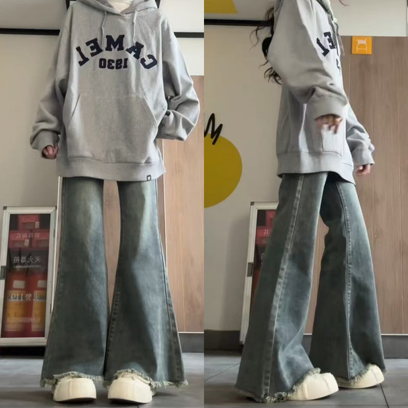 喇叭裤高腰显瘦胖子女款2