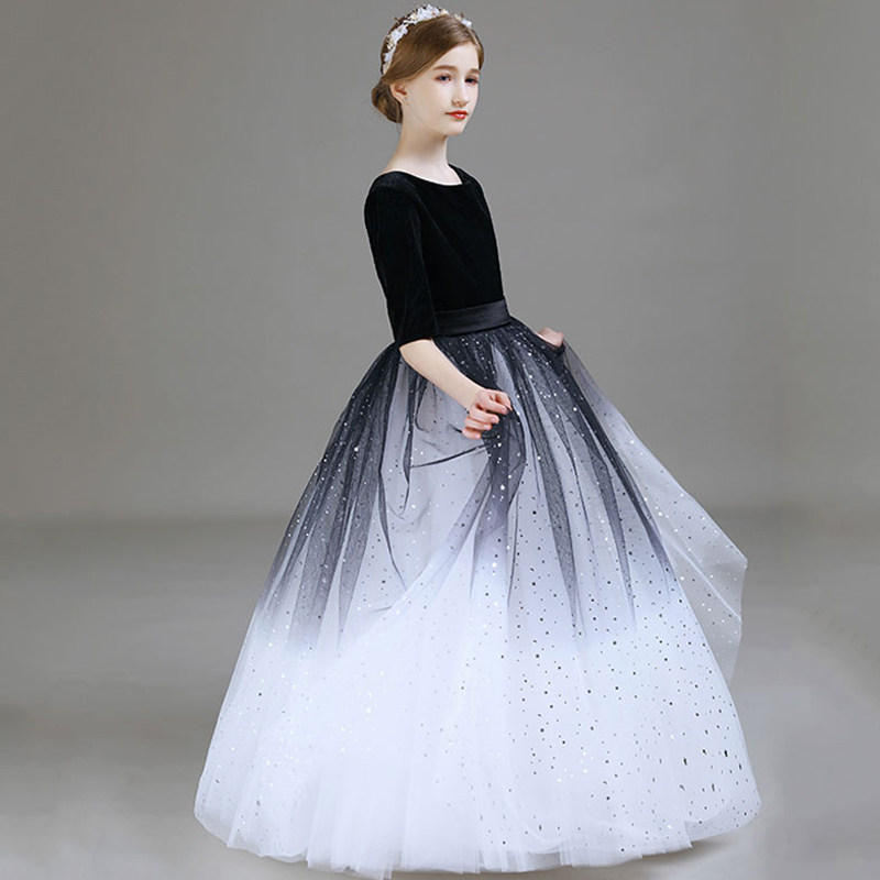 女童钢琴主持人演出晚礼服丝绒长款大提琴儿童渐变中袖生日公主裙,童装/婴儿装/亲子装,儿童礼服,淘宝优惠券,粉丝福利购,淘宝优惠卷