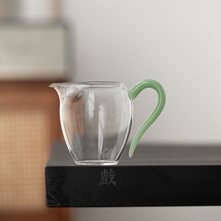 草堂公道杯 天青玉高透耐热玻璃分茶器旦盅 日式家用大号公杯茶海