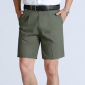 中年男士 中老年工地干活五分中裤 西装 夏季 短裤 棉亚麻半裤 民工短裤