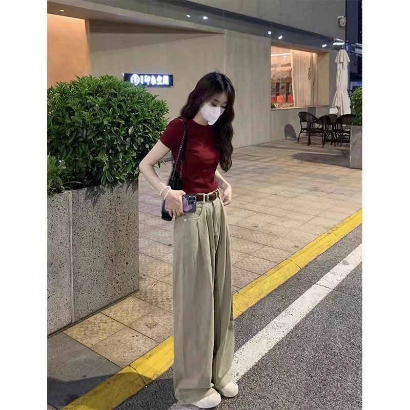 美式水洗复古垂感阔腿牛仔裤女大码胖mm褶皱宽松休闲直筒拖地裤子,女装/女士精品,大码裤装,淘宝优惠券,粉丝福利购,淘宝优惠卷