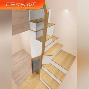 洋房复式二层梯子定制错步梯储物间柜定做楼梯省空间收纳楼梯扶手