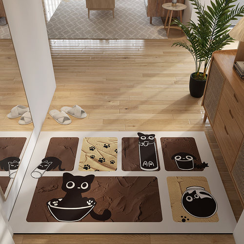 高级PVC入户门地垫大门口防滑脚垫免洗可爱卡通门垫家用地毯客厅