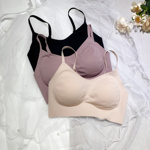 无痕固定杯抹胸免穿文胸纯色运动防走光加厚一体吊带小胸聚拢内衣