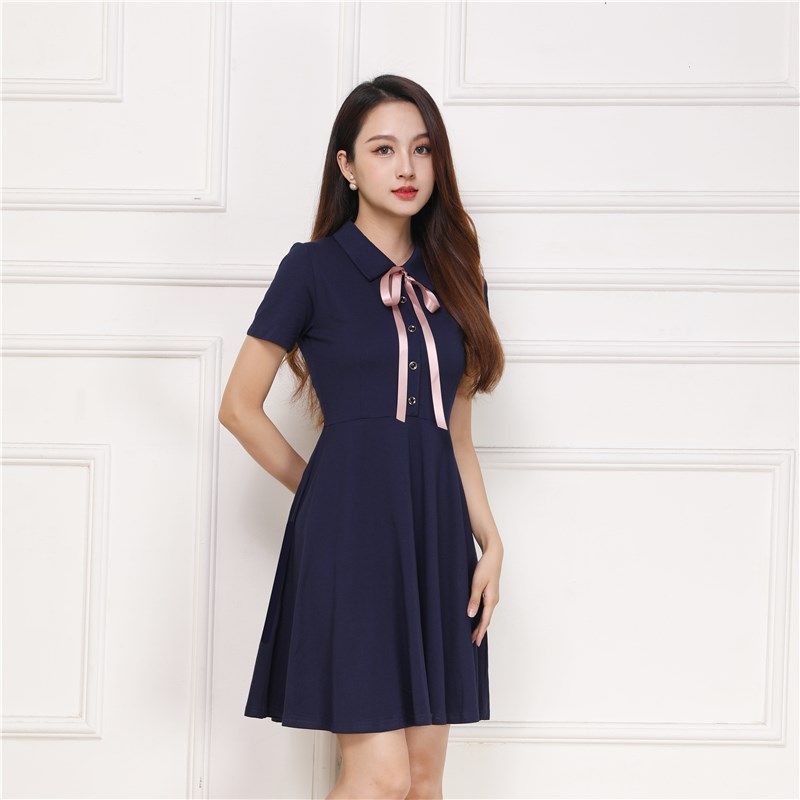 夏装幼师服短袖职业女装针织连衣裙幼儿园老师园服英伦风教师制服