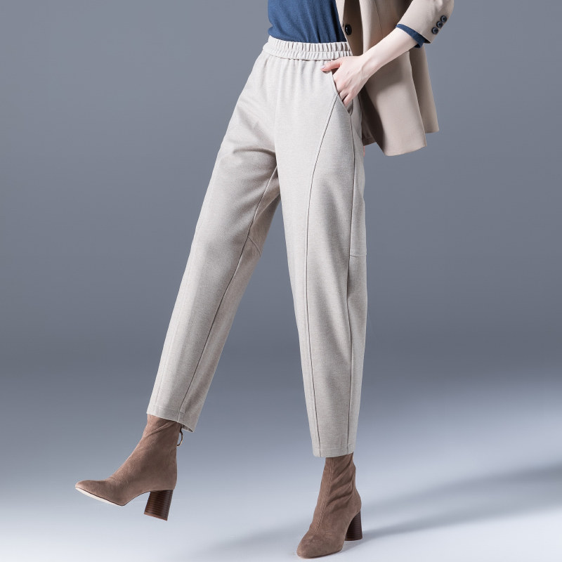 冬裤子女秋冬毛呢裤女哈伦裤2021新款女裤老爹裤萝卜裤休闲灯笼裤,女装/女士精品,休闲裤,淘宝优惠券,粉丝福利购,淘宝优惠卷