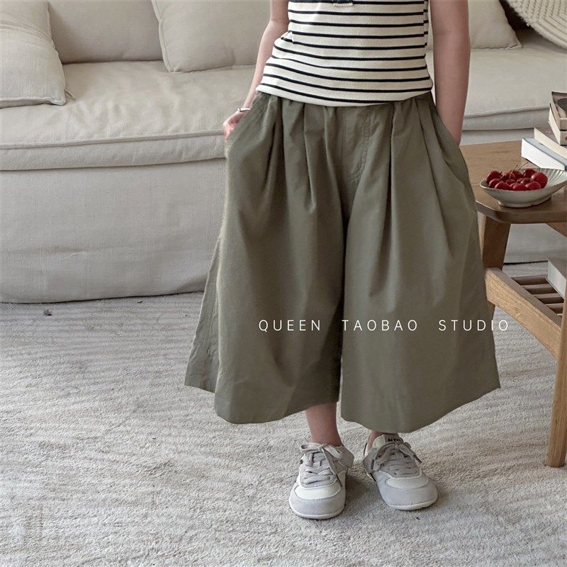 儿童裤子韩国女童高腰阔腿裤2025夏季新品宝宝洋气休闲七分裤裙裤,童装/婴儿装/亲子装,裤子,淘宝优惠券,粉丝福利购,淘宝优惠卷