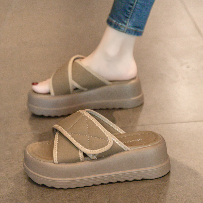 拖鞋女夏季外穿2024新款高跟松糕增高女士凉鞋厚底休闲沙滩凉拖鞋,女鞋,一字拖,淘宝优惠券,粉丝福利购,淘宝优惠卷