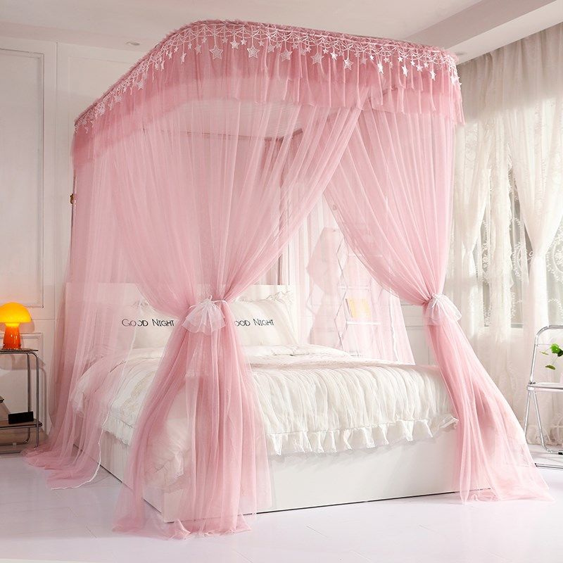 U型伸缩蚊帐升降支架三开门落地式1.8m卧室家用公主风1.5m床幔2.0,床上用品,蚊帐,淘宝优惠券,粉丝福利购,淘宝优惠卷