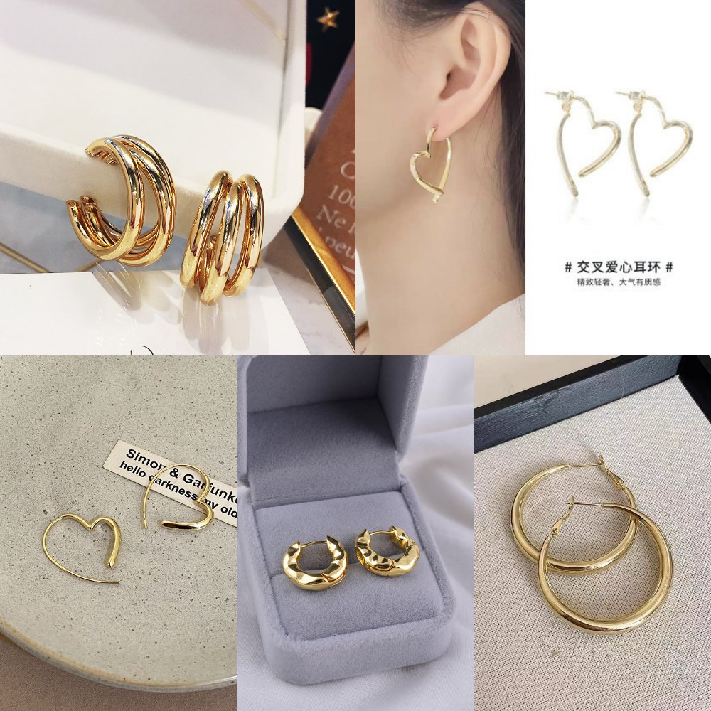 冷淡风感耳扣耳圈小众合金耳钉复