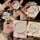 手镯女爆款 kitty猫蝴蝶开口银手镯小众百搭闺蜜情侣手镯