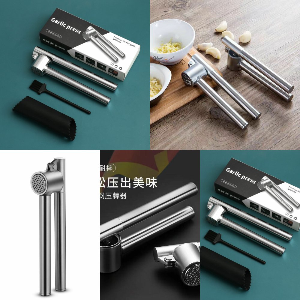 不锈钢加长挤蒜剥蒜器夹蒜器蒜蓉器捣蒜器压蒜泥器家用锌合金压蒜
