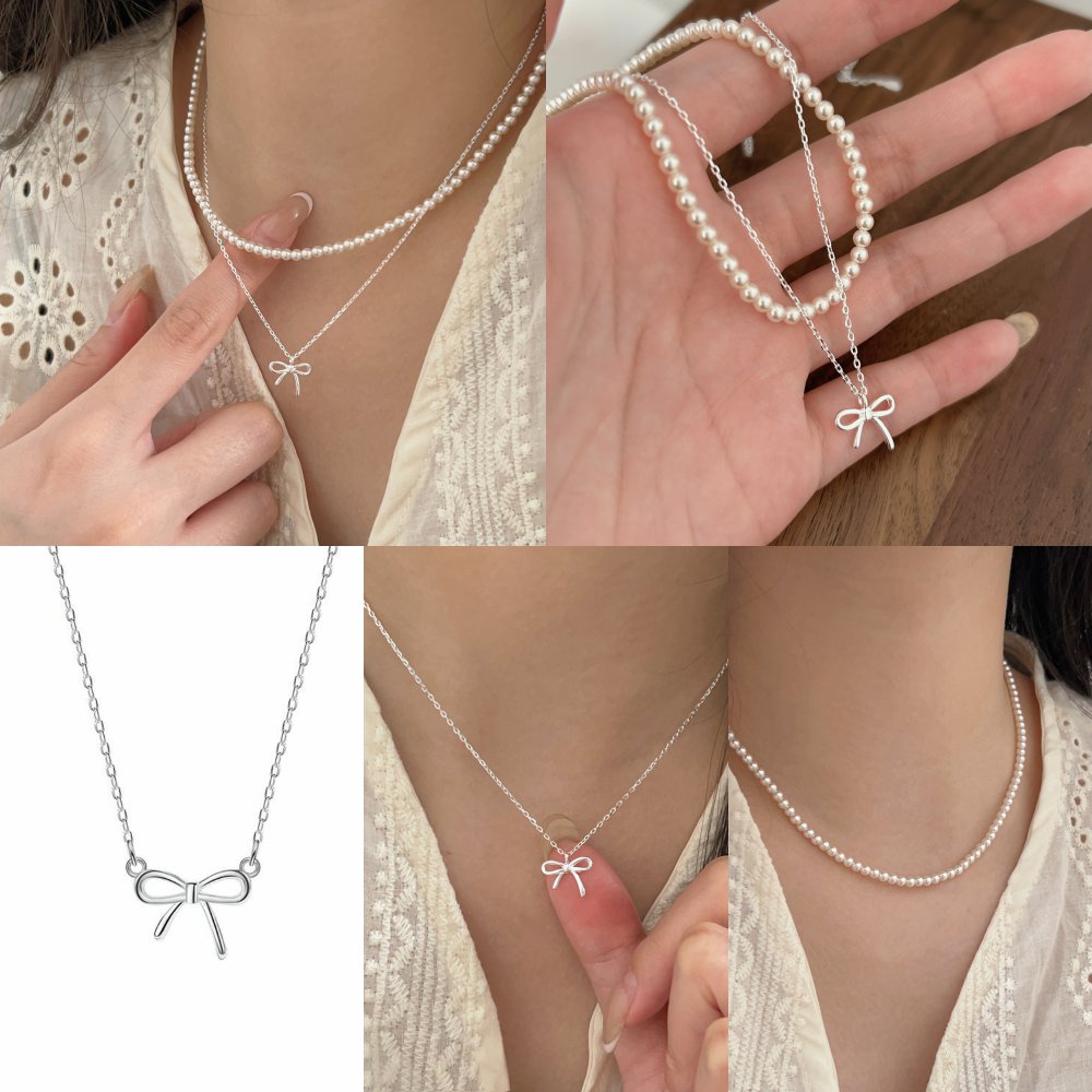 银新款S纯银轻奢珍珠蝴蝶项链
