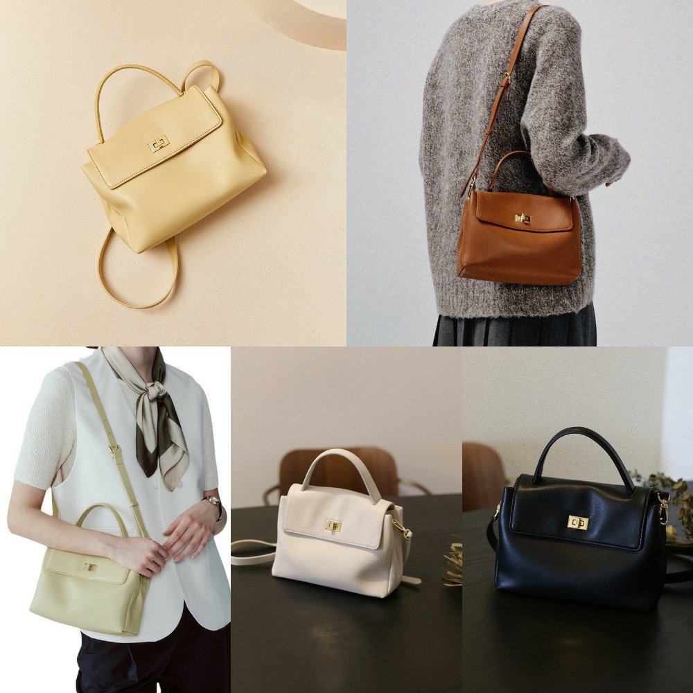 春夏新款头层柔软牛皮通勤包手提单肩复古简约大容量斜跨女包