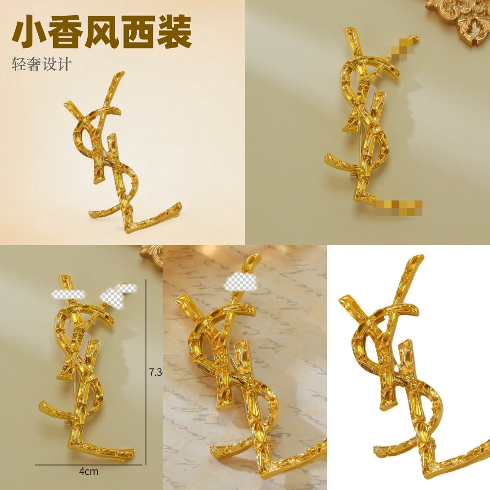 锌合金杨树林字母VSL胸针胸针