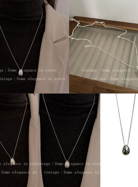 铜简约设计感金属水滴钛钢项链