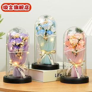 情人节礼物满天星干花永生花束礼盒高级感摆件玫瑰皂花圣诞节