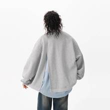 W-W09131BWKA美式条纹假两件开衫季卫女男024秋慵衣懒风宽2松休闲