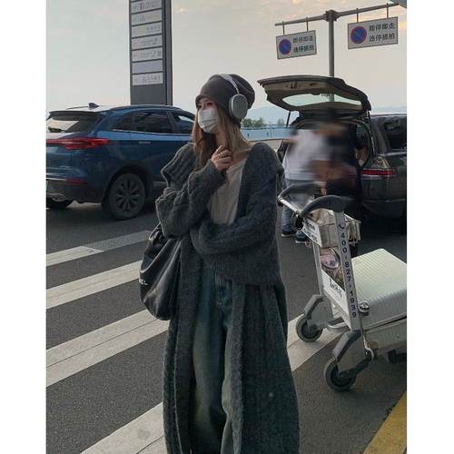 高级感色长款大毛气衣开慵衫女秋冬宽松懒风过膝质LLF88010软糯针