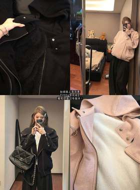 on giiuu圣马丁周末 美式复古IQNT连帽卫外套衣女宽松休闲显瘦上