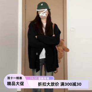 小个子 2025款 慵懒风级宽松黑色针织开衫 毛衣套女C33MF640高秋冬季
