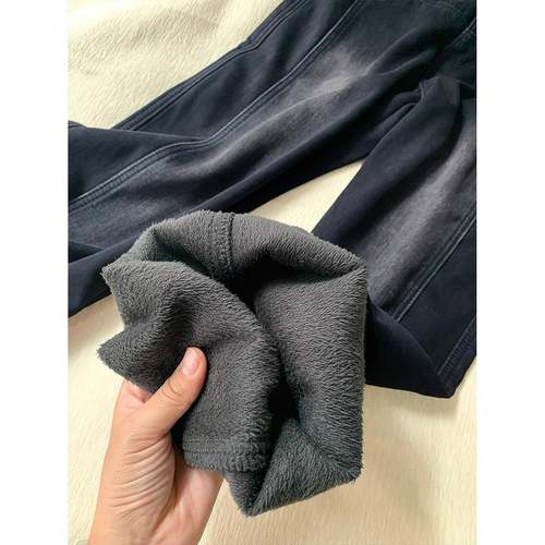 黑灰色牛仔裤女秋季新款大直码胖mm高腰梨松筒显宽瘦形TOM身材阔