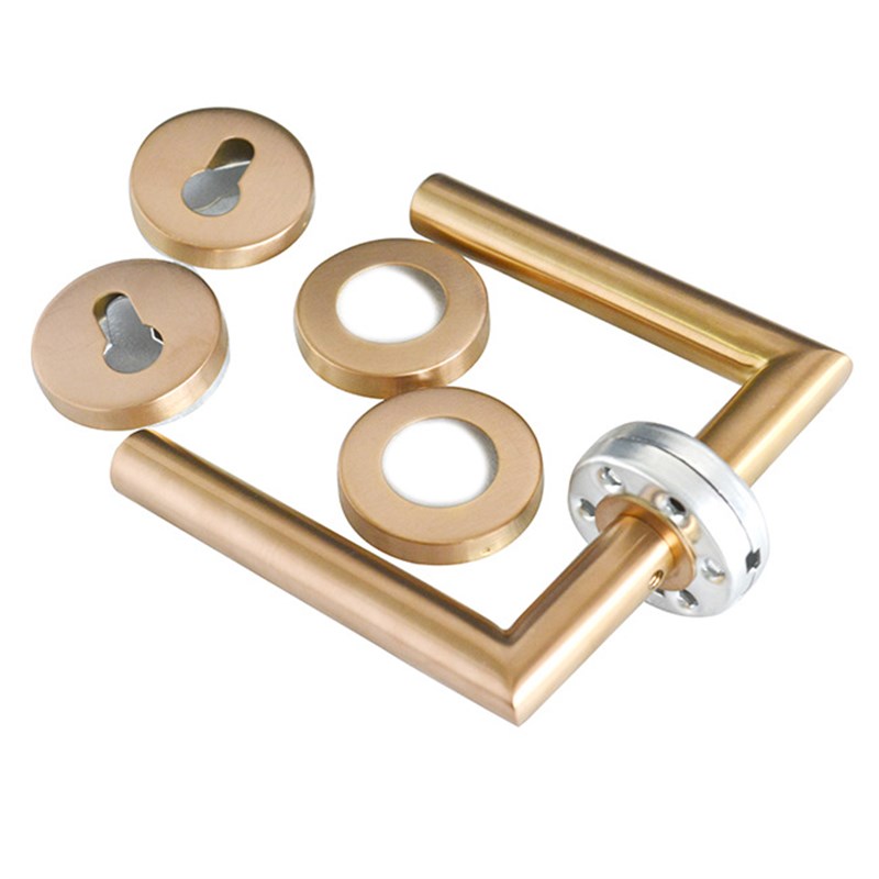 分体锁门把手执手欧式304不锈钢玫瑰金防火直角S房门锁厂家现货供