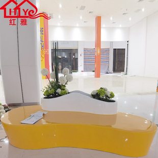 创意玻璃钢花盆座椅组合商场美陈休闲椅售楼部休息椅户外等候椅