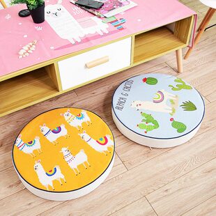 圆形榻榻米加厚飘窗卡通木轮打坐垫布艺驼羊有年地板公仔蒲团坐垫