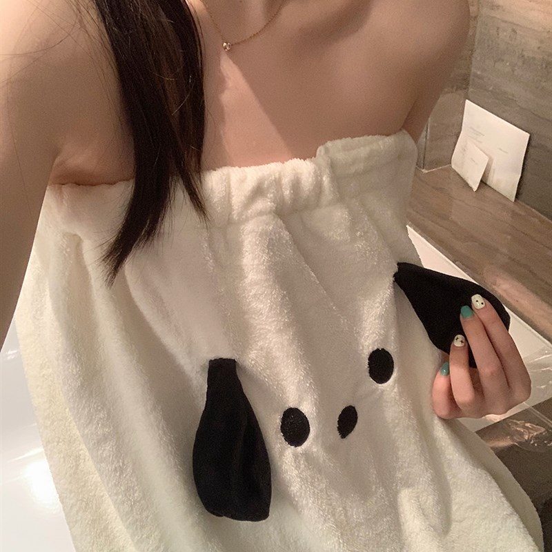 馨帮帮杂货铺 可爱柔软浴裙可穿可裹卡通狗N珊瑚绒吸水速干浴巾女