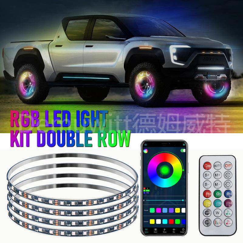 热卖汽车LED改装越野轮毂灯炫彩流光氛围灯七彩气氛灯