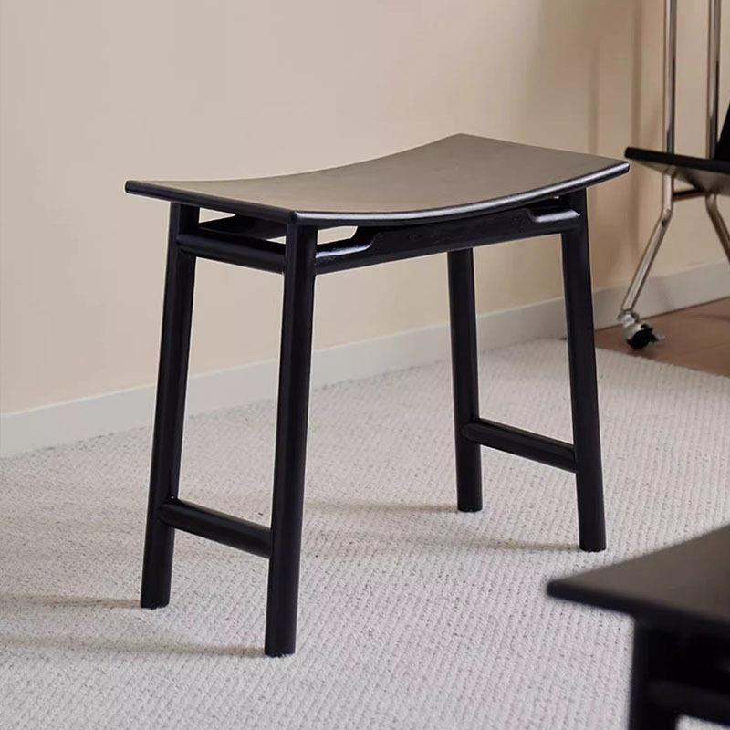 实木马鞍凳家用轻奢化妆凳卧室梳妆台凳子黑色化妆椅客厅方形板凳