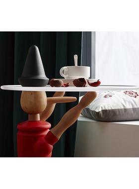 网红匹诺曹木偶北欧创意个性茶几卡通小桌子红色原木色